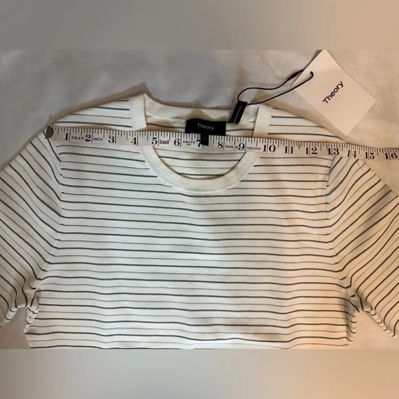 Theory Stripe Rib Dress in Ivory/Black Glossed‎ size large NWT - Picture 11 of 14